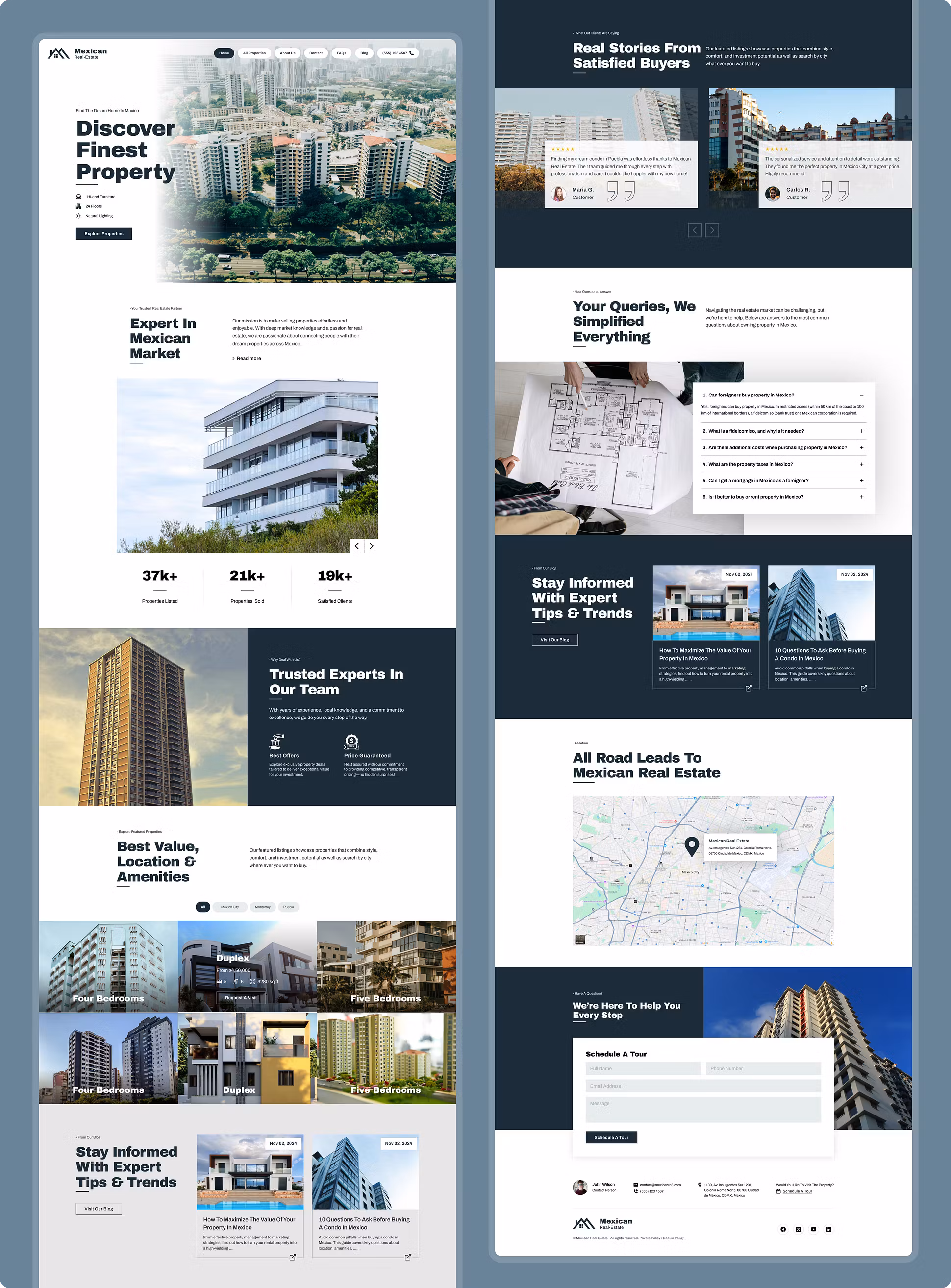 WordPress real estate property listing page with advanced filters for location, price, and type