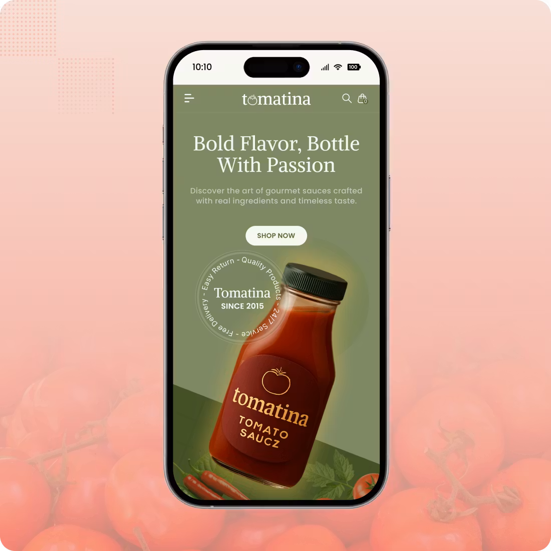 Food & beverage Shopify development homepage hero showcasing signature gourmet sauces